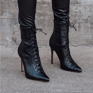 SCHUTZ Tennie Pointed Toe Lace-UpBoot